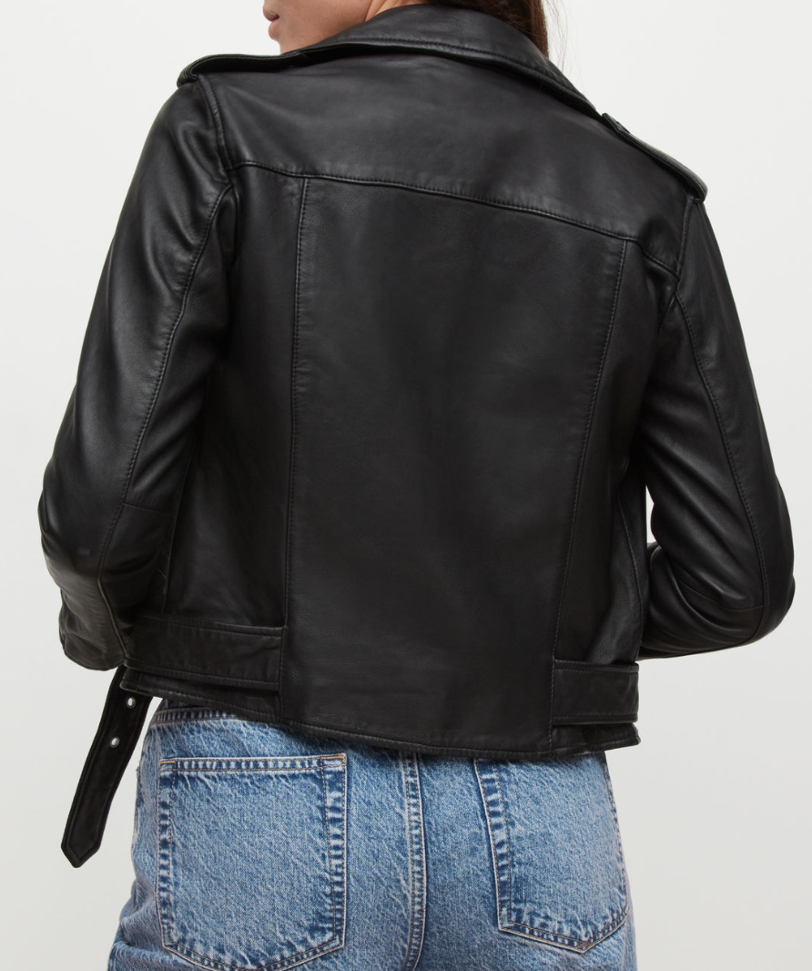 ** need photos **Allsaints Black Balfern Leather Biker Jacket UK 14