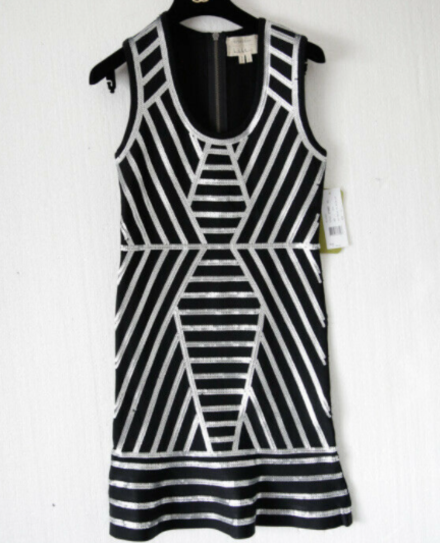 ARTELIER NICOLE MILLER BLACK WITH SILVER SEQUIN BODYCON DRESS UK S