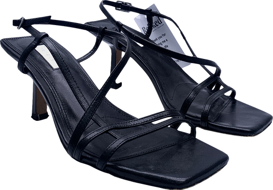 Topshop Black Heeled Square Toe Sandals UK 4 EU 37 👠
