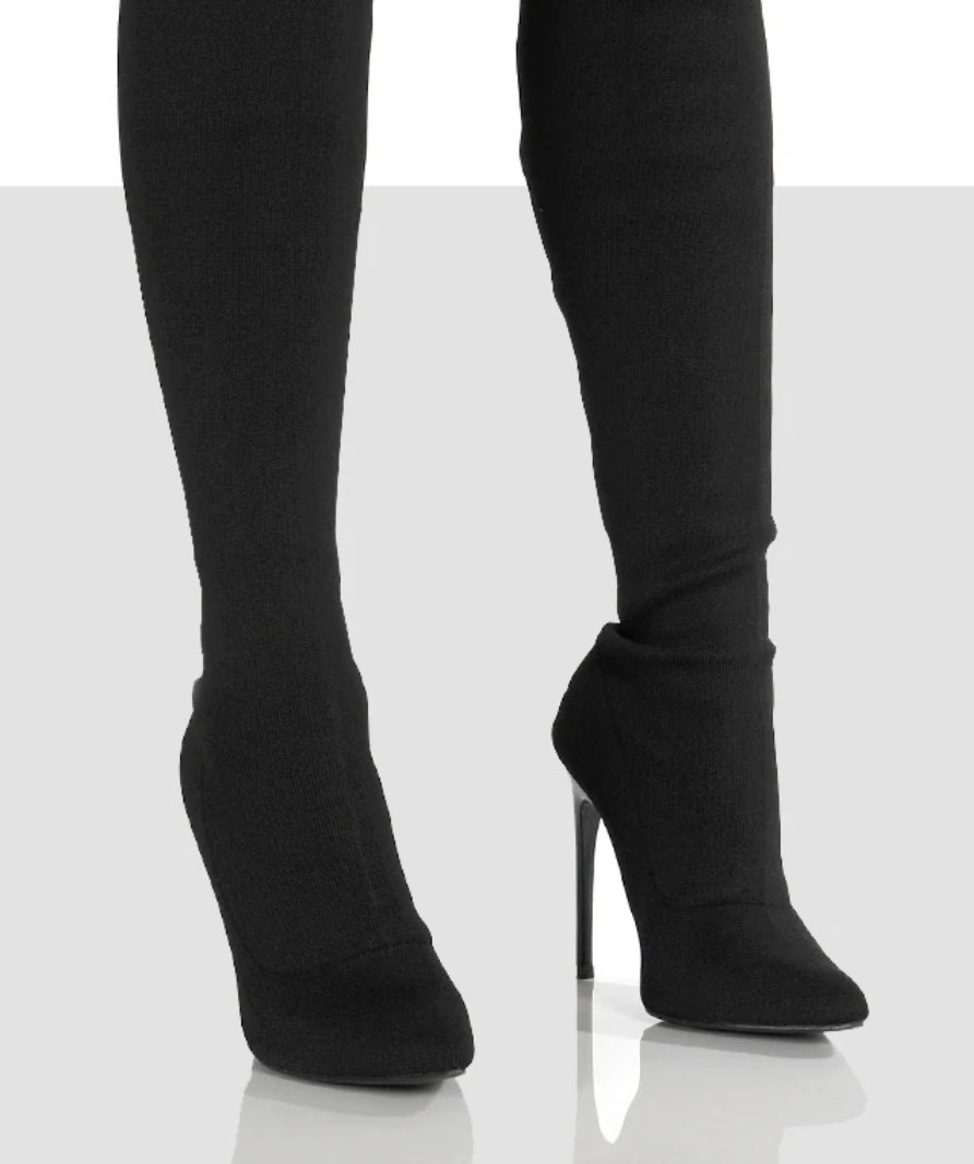 Public desire black over the knee pointed heels EU 41 UK 8