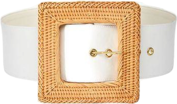 Cult Gaia Cream Natural Rattan Square Buckle Belt UK XS/S