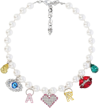 Alessandra Rich Multicoloured Faux Pearl Necklace W/ Charms