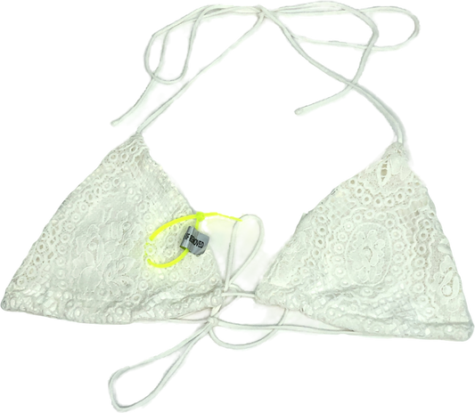 White Crochet Triangle Bikini Top UK M