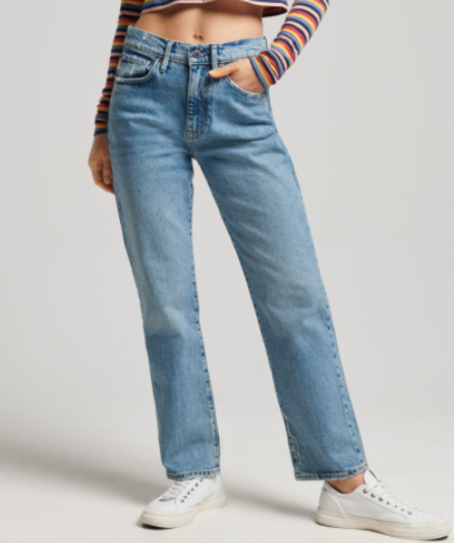 Superdry original & vintage high rise straight jeans in ludlow blue stone W25 L28
