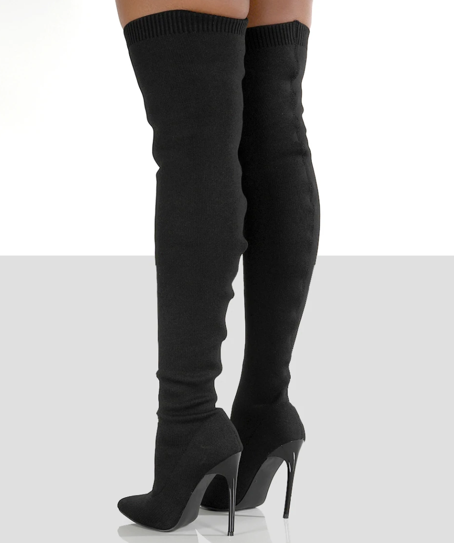 Public desire black over the knee pointed heels EU 41 UK 8