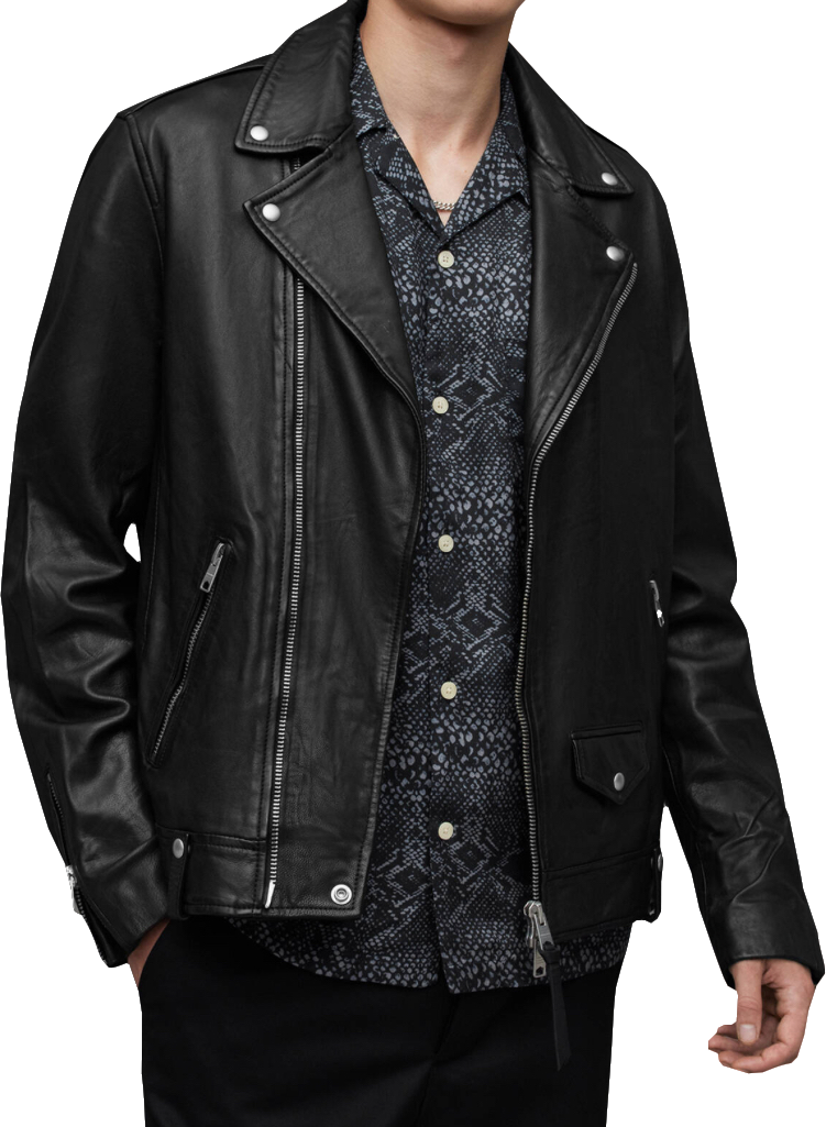AllSaints Luxury Black Leather Milo Biker Jacket Bnwt UK S