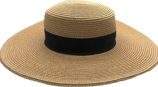 Beige Wide Brim Sun Hat One Size