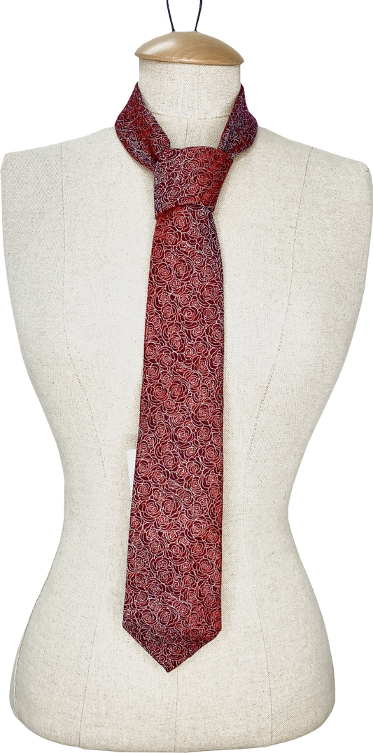 Turnbull & Asser Red Handmade Silk Rose Pattern Tie One Size