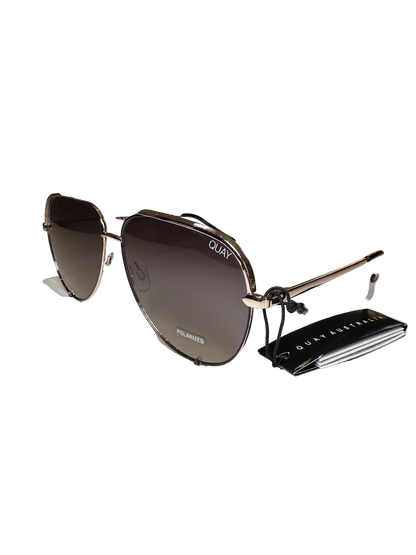 QUAY Metallic Polarized High Key Aviator Sunglasses One Size