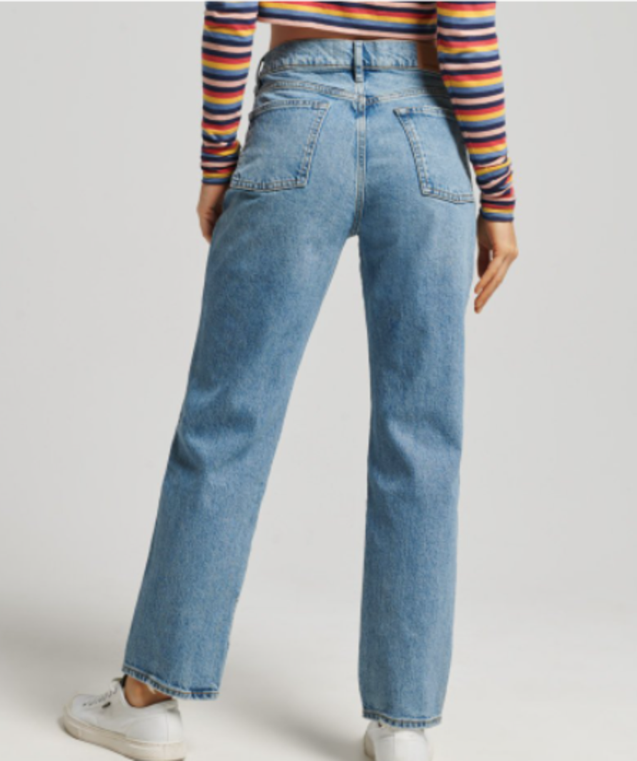 Superdry original & vintage high rise straight jeans in ludlow blue stone W25 L28