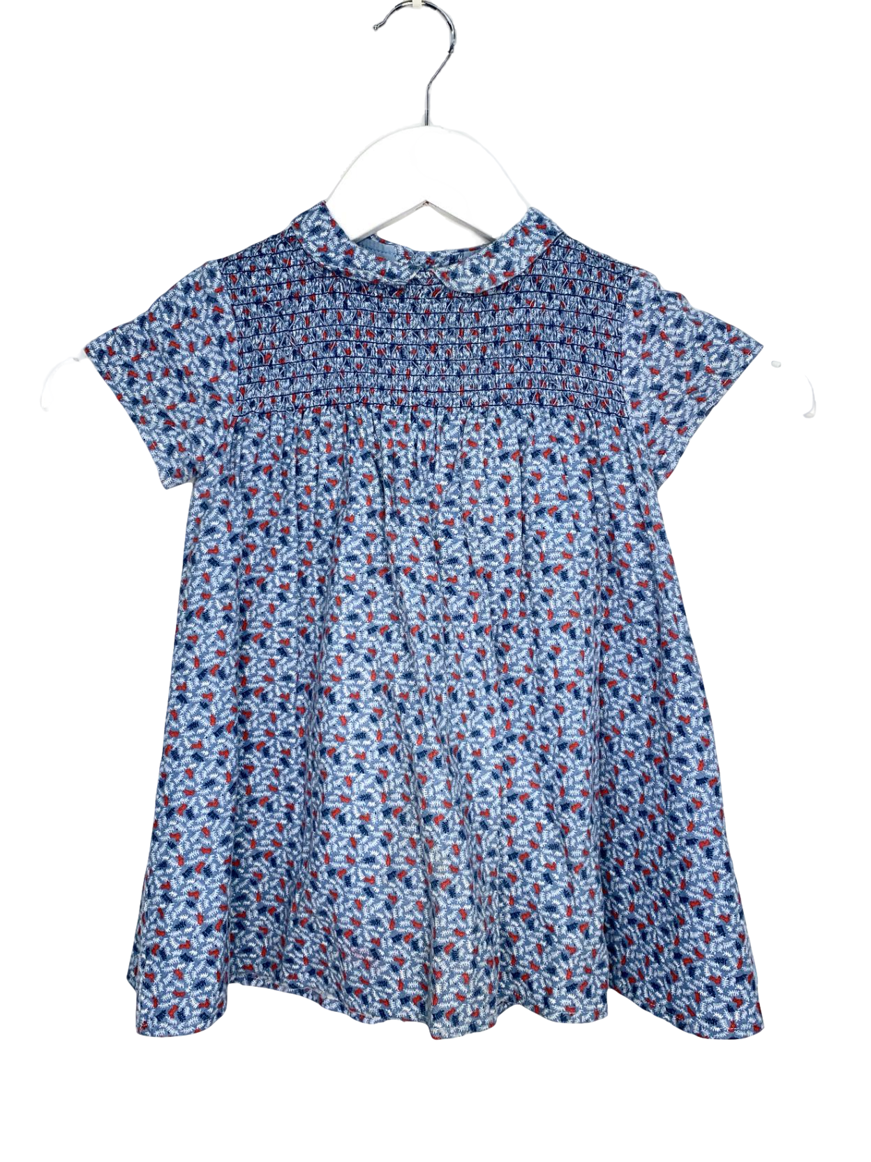 tutto piccolo Blue Short Sleeve Button Up Back Dress 18-24 Months