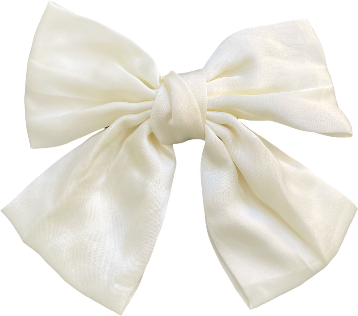 Ivory Handmade Satin Oversized Bow Hair Clip One Size