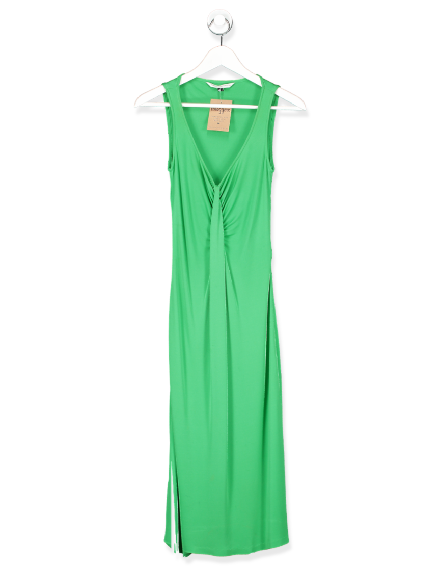 DIANE VON FURSTENBERG GREEN RUCHED SLIP DRESS UK 4