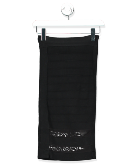 ELISABETTA FRANCHI BLACK BANDAGE MESH BOTTOM MIDI SKIRT UK 12