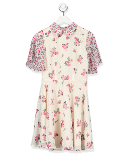 OASIS NUDE ROSE PRINT SPOT MINI DRESS UK 6