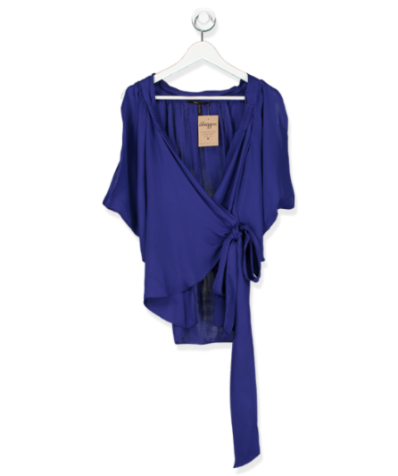 BCBGMAXAZRIA purple cold shoulder wrap blouse UK S