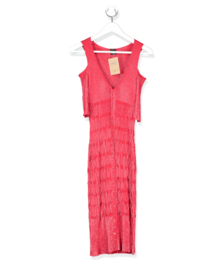 pinko red knitted buttoned dress uk s
