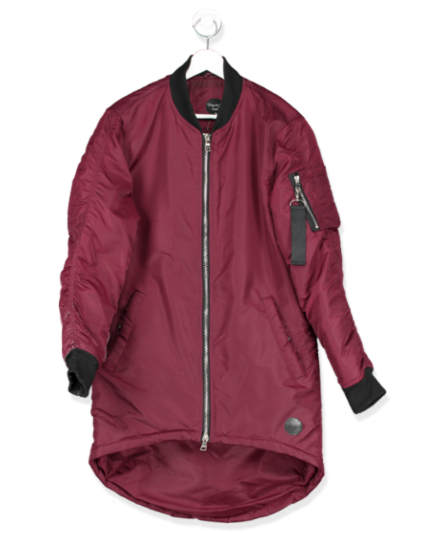 Project X Paris Burgundy longline bomber jacket UK L