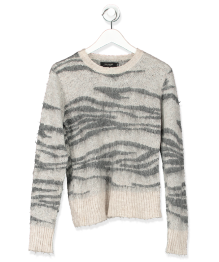 Religion grey abstract print round neck jumper UK M