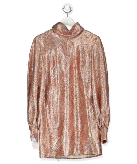 Gold animal print balloon sleeve mini dress UK S