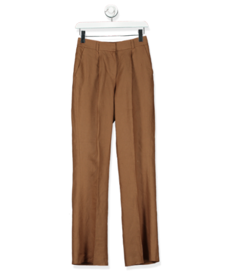 Karen Millen Tobacco Italien Linen Wide Leg Trousers UK 6