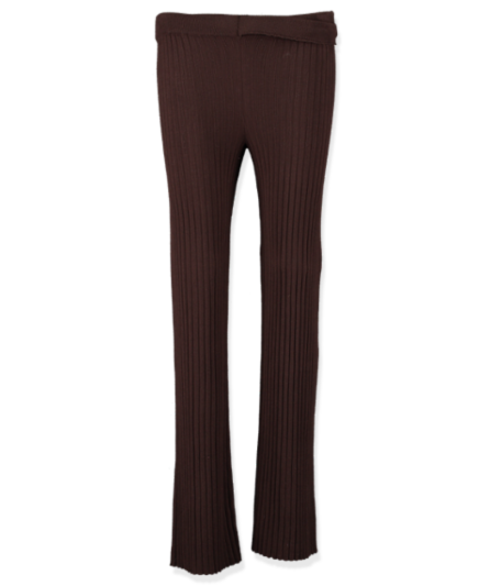 Level 44 Brown Brown Knitted Midi Waist Detail Trousers UK XS-S
