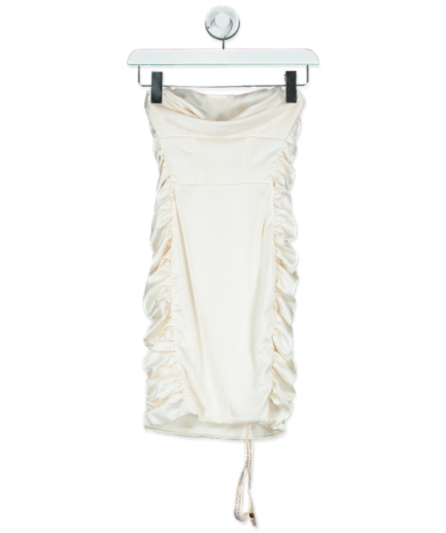 Oh Polly ivory strapless satin mini dress UK 4