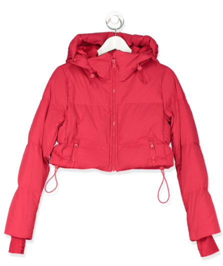 REISS Reworked Red cropped puffer coat UK XS