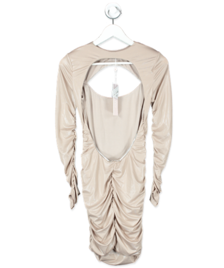 Oh Polly Taupe Long Sleeve Mini Dress UK 8