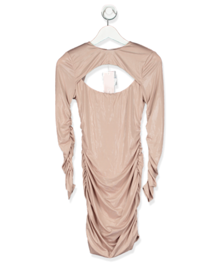 Oh Polly Taupe Long Sleeve Mini Dress UK 8