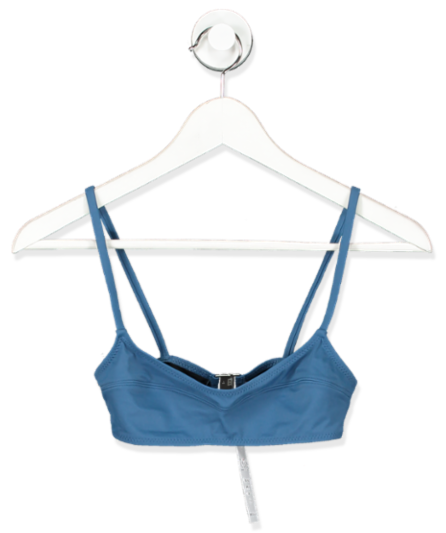 Solid and striped dark blue bikini top UK XS