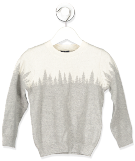 Il Gufo white & grey woodland knitted jumper UK 3 yrs