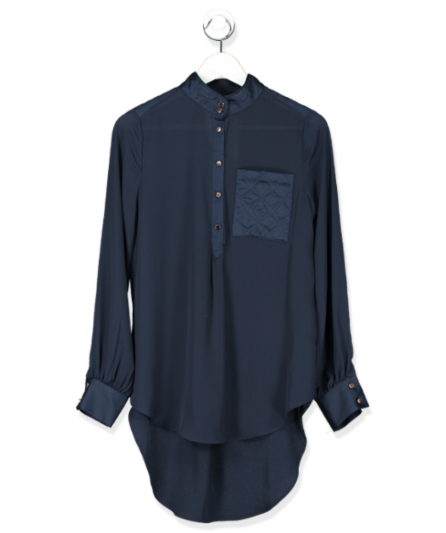 Karen Millen Dark Navy Chiffon Shirt with Quilted Detail UK 8