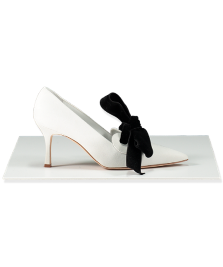 MANOLO BLAHNIK White Suede Serba 70 bow-detailed suede pumps EU 38 UK 5