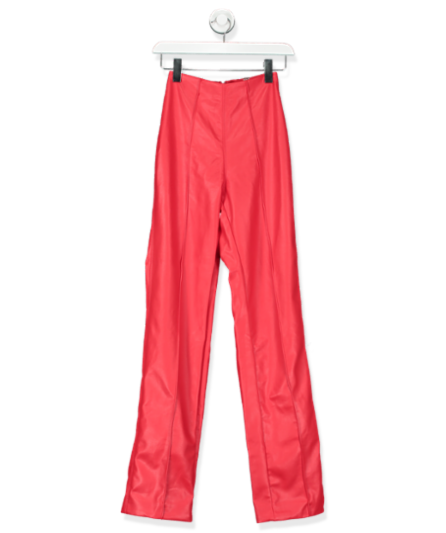 House of CB ELENAORA SCARLET VEGAN LEATHER TROUSERS UK XS