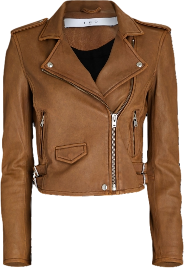 IRO Brown Leather Moto Biker Jacket BNWT UK 6