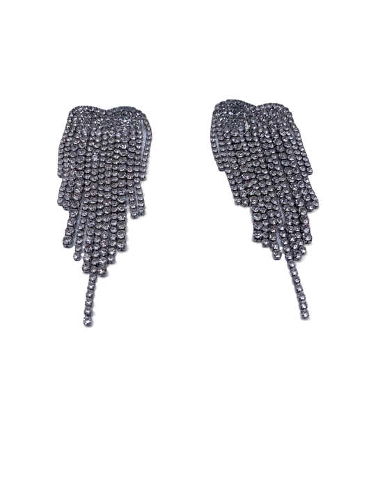 Long Tassel Diamante Drop Earrings One Size