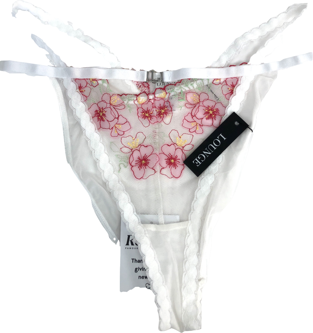 Lounge Underwear White Ditsy Embroidered Briefs UK S