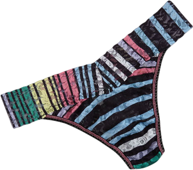 Hanky Panky Multicoloured Lace Chalk Stripe Thong One Size