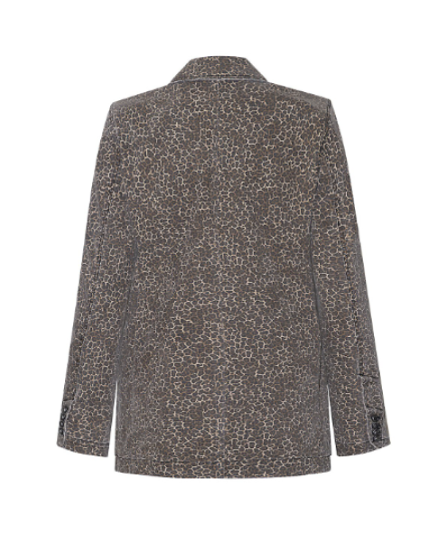 AFRM leopard print denim blazer UK S