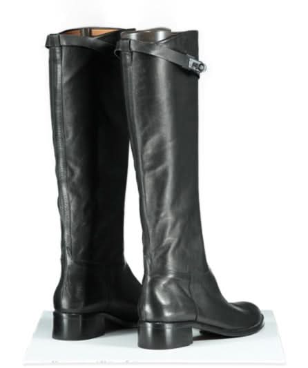 Hermès Black Leather Knee Length Riding Boots UK 5 EU 38 👠