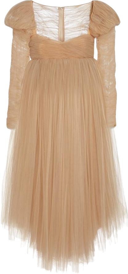 Khaite Beige Trisha Pleated Tulle Crystal Embellished Dress UK 8
