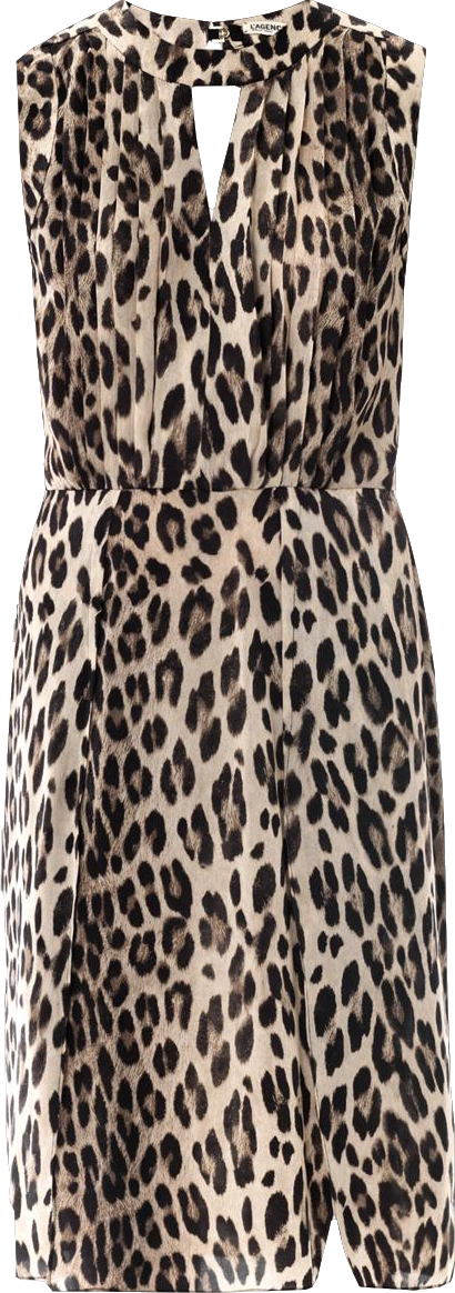 L'agence Beige Leopard Print Sleeveless Dress UK 6