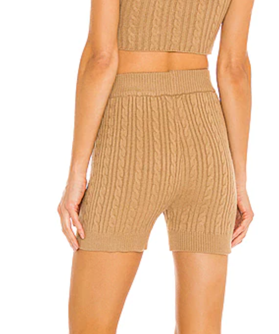 Lovers and Friends brown cable knit shorts UK M