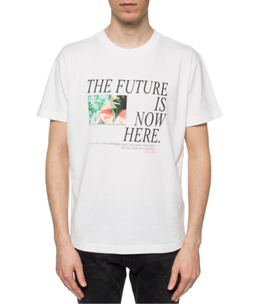 Diesel white 'the future is now here' t-shirt UK S