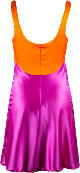 verguenza Pink Two-tone Cut-out Silk Dress With Crystal Detailing UK XS