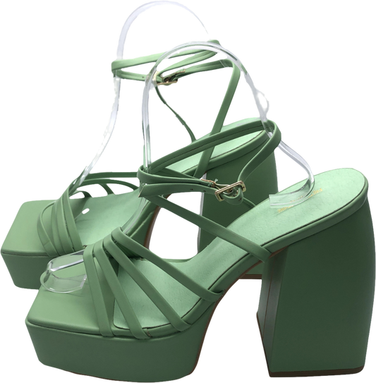 PrettyLittleThing Green Platform Strappy Sandals UK 6 EU 39 👠