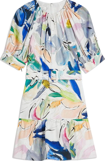 Ted Baker White /mulitcolour Ritahh Belted Floral Mini Dress Bnwt UK 12