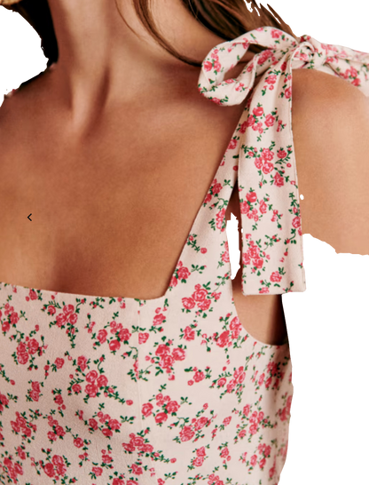 Sezane Cream Rose Print Dorotha Midi Dress BNWT  UK 10