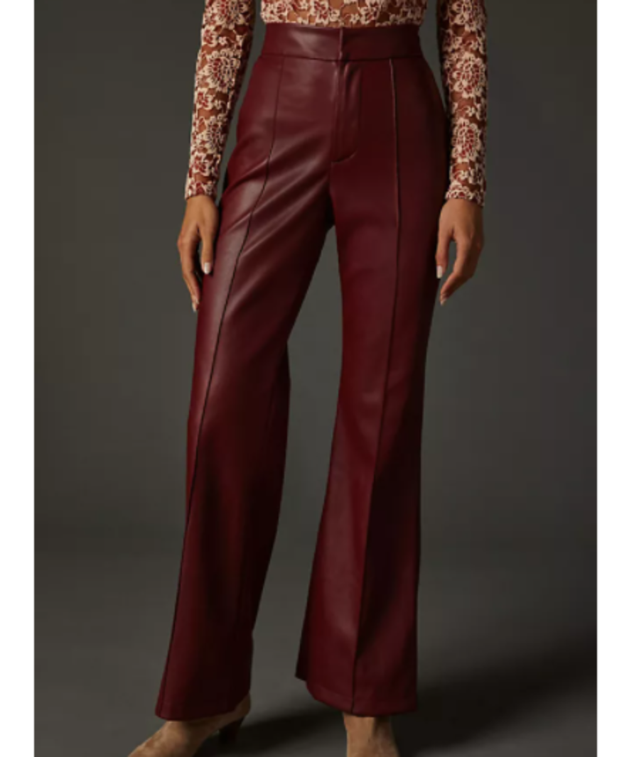 Avec Les Filles Burgundy Faux-Leather Trousers UK XL